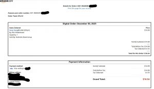 Kindle book invoice